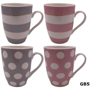 Porcelain Mug with Pink and Gray Design Golden Outline