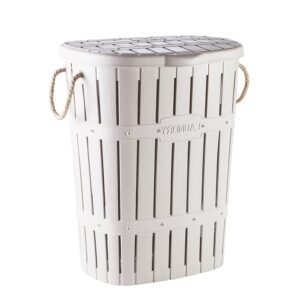 Plastic "Bamboo" Laundry Basket with Natural Ropes