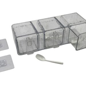 Three Acrylic Seasoning Drawers with Plastic Spoons