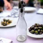 Glass Oil Bottle 300 ml with Metal Pourer and Cover