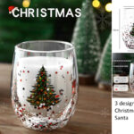 Xmas Decorated Double Wall Glass Cup 300 ml