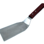 Spatula with curved wooden handle