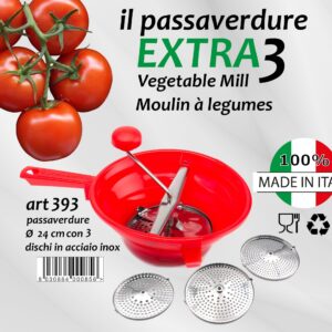 Plastic Vegetable Mill "Extra 3" 24 cm with Three Blades