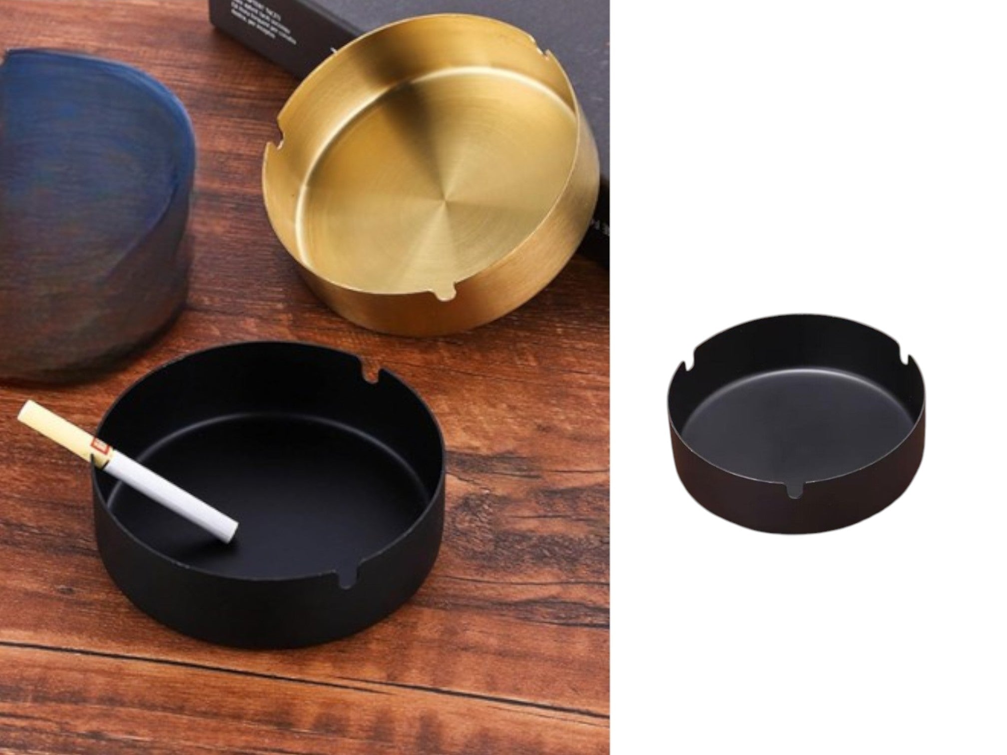 b8a1042d45933b6005b582413ce626be.jpg SS Ashtray Black Mat Finish Color 8 cm