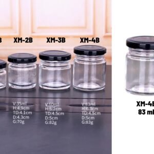 Small Glass Jar with Black Cover 83 ml x3