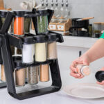 Rotating Spice Rack Organizer with 18 Glass Spice Jars