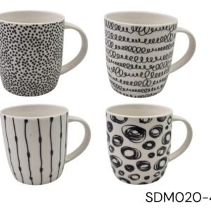 Porcelain Mug with Black doodle Design