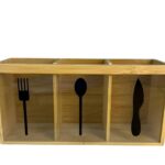 Bamboo & Acrylic Cutlery Holder 3 Compartments