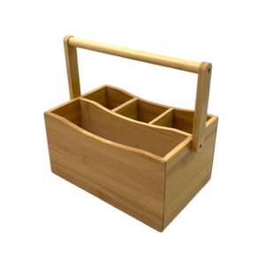 High Quality Divided Bamboo Basket with mobile Handle