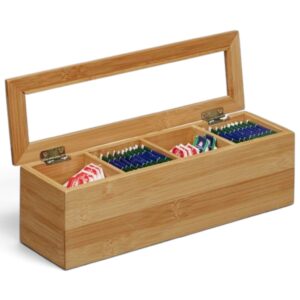 Bamboo & Acrylic Tea Box 4 Compartments