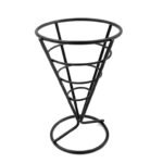 Black Conical Shape Fry Serving Basket with base