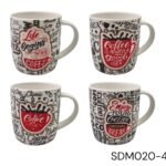 Porcelain Mug with Coffee Scribble Designs