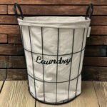 Iron Laundry Basket with Linnen Inner Bag 38x47 cm