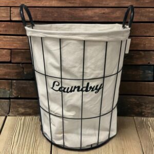 Iron Laundry Basket with Linnen Inner Bag 38x47 cm