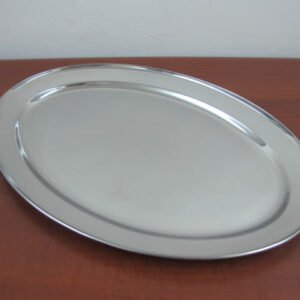 Thick oval stainless steel dish 55 cm