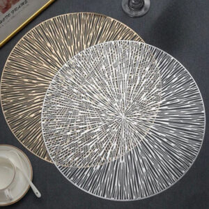 Round Golden or Silver Table Placemat 38 cm