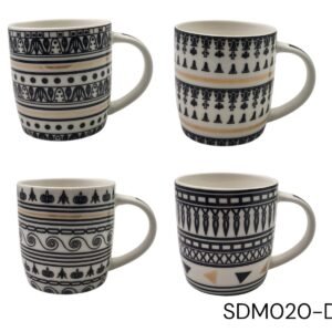 Porcelain Mug with Black Art with Gold Design