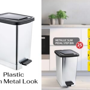 Slim Metallic Color Plastic Pedal Dustbin 25 L