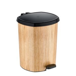 Wooden Color Plastic Pedal Dustbin 20 L
