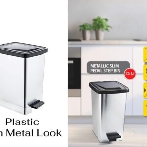 Slim Metallic Color Plastic Pedal Dustbin 15 L