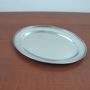 Thick oval stainless steel dish 30 cm