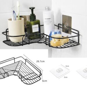 Bathroom Wire Shelf Corner Black