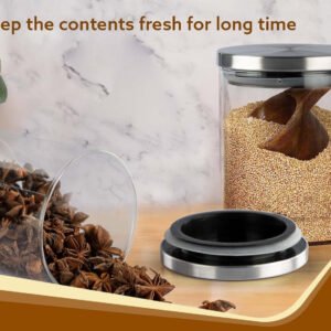 Small Borosilicate Glass Round Jar Stainless Steel Cover