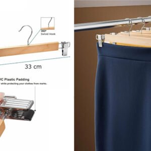 Wooden Skirt Hanger with 2 clips