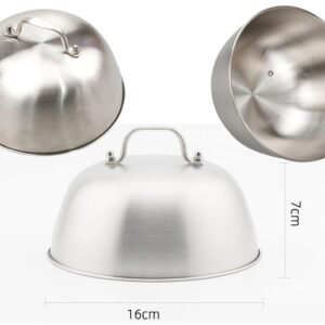 Stainless Steel Burger Cover with SS knob 16 cm