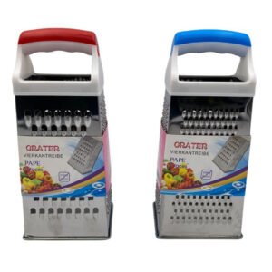 Stainless Steel 4 sided Grater with plastic handle