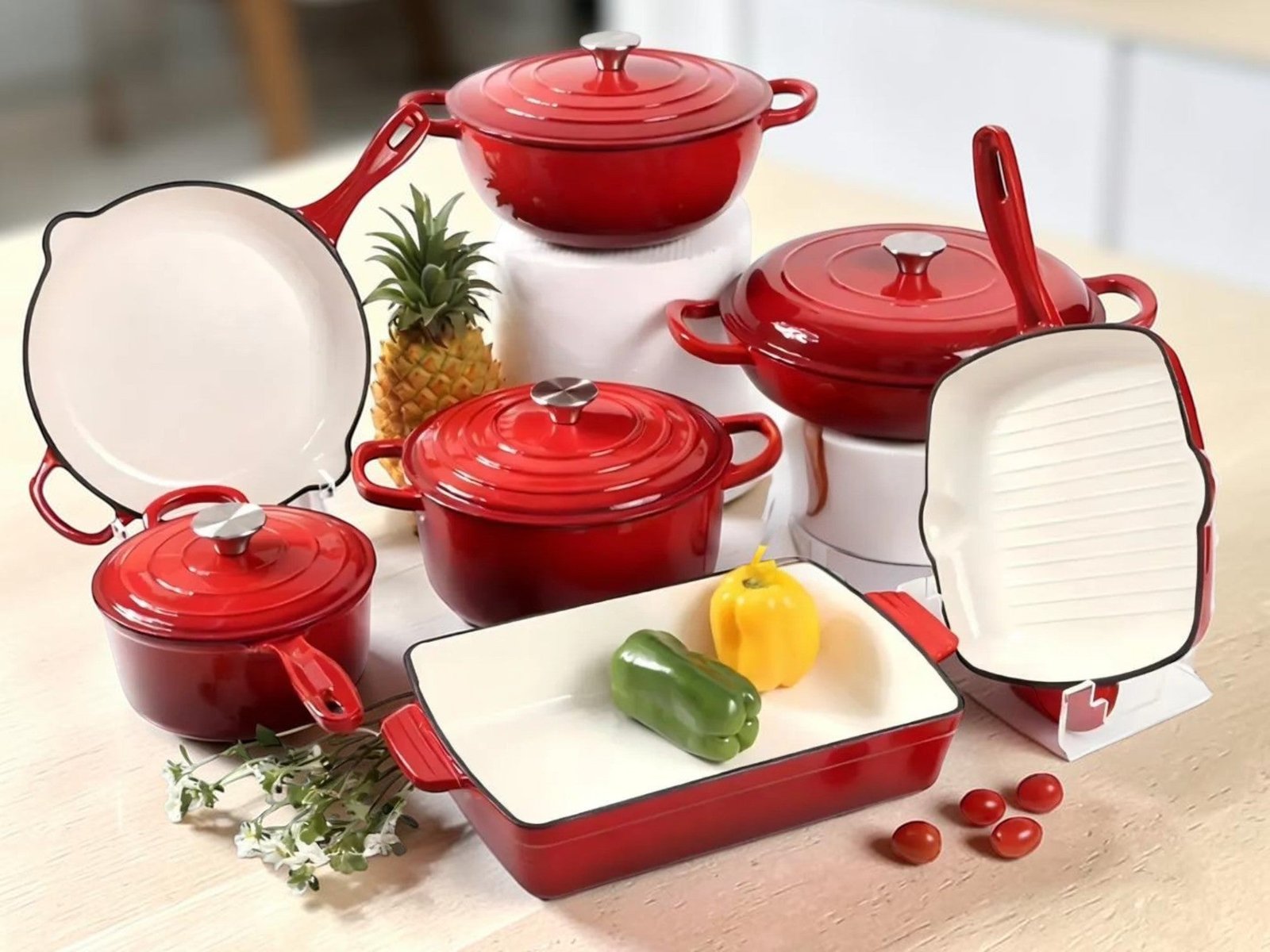 d500a7db75cde84b18ec4db618f7b3e2.jpg Enameled Cast Iron Cookware Set 11 Pieces