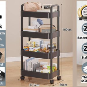 Plastic Rectangular Rack Trolley 4 Tiers