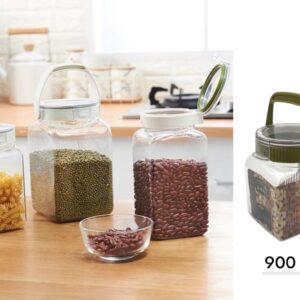 BPA free Plastic Jar with Leak Proof Attached Cover 900ml