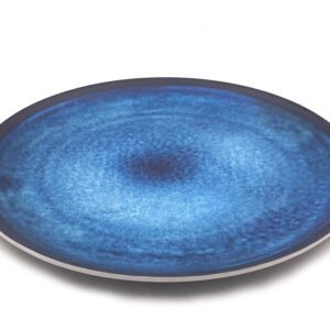 Bleu Marble Design Round Melamine Tray; 12"