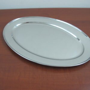 Thick oval stainless steel dish 45 cm