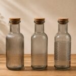 Fume Colored Glass Bottle w Cork Cover Embossed Designs