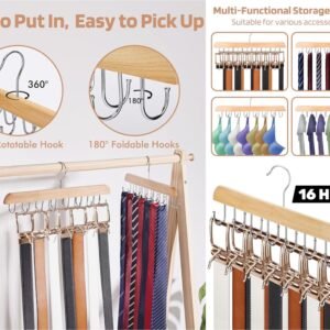 Wooden Belts Hanger with 16 hooks
