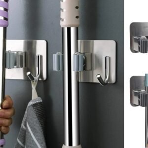 Stainless Steel Hanger for Broom Stick and Towel X1