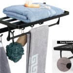 Alum Bathroom Towel Rack with Towl Bar and 5 Hooks