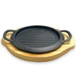 Round Cast Iron Sizzling with wooden base