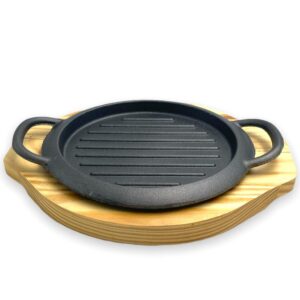 Round Cast Iron Sizzling with wooden base