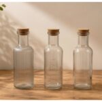 Glass Bottle w Cork Cover Embossed Designs