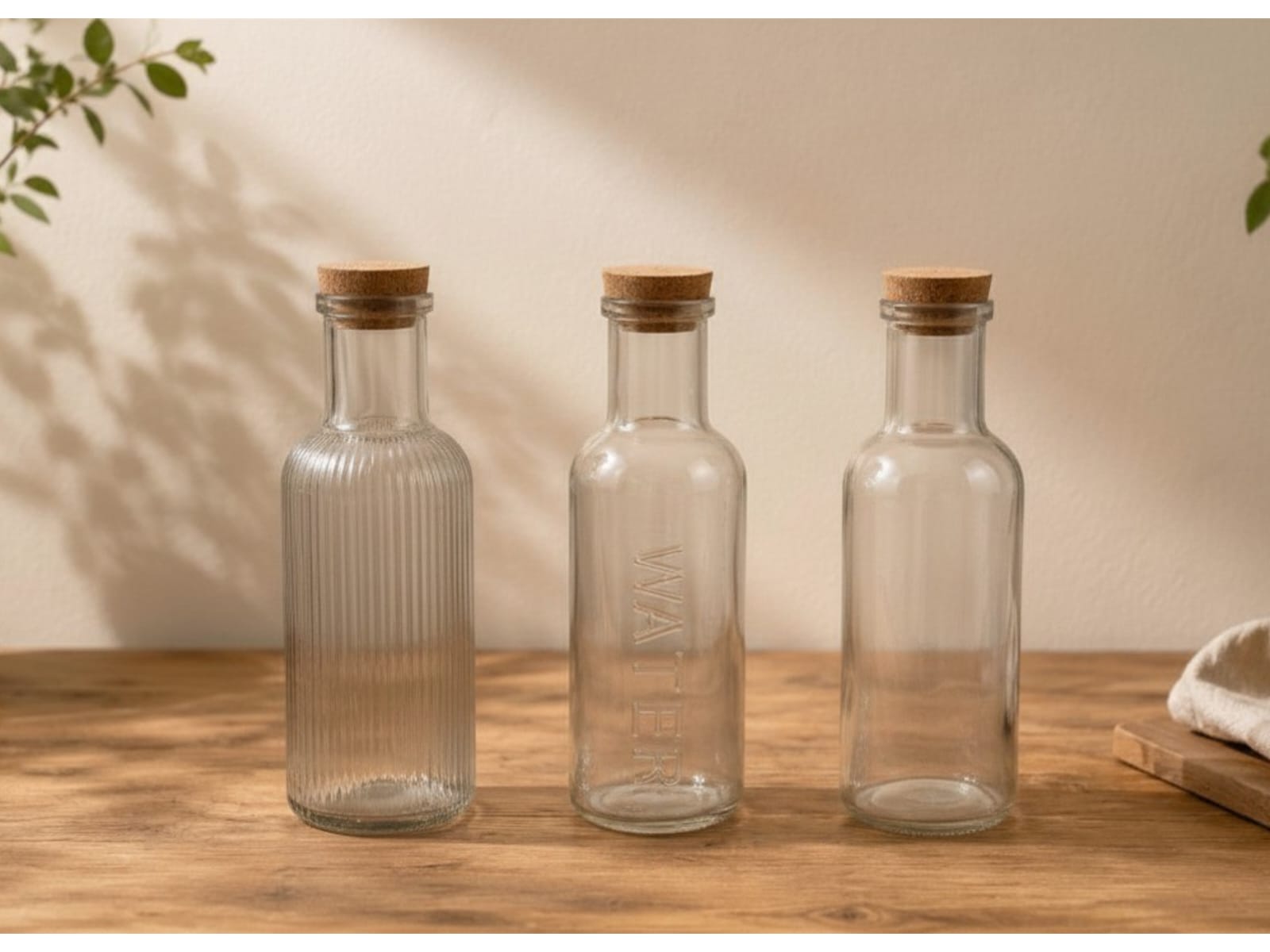 ddfc089d1790c74f345cfe966a6ff65e.jpg Glass Bottle w Cork Cover Embossed Designs