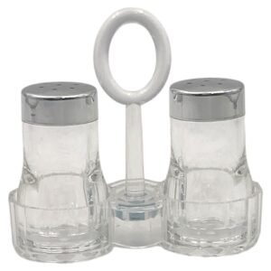 Acrylic salt&pepper shaker Set on Stand Chrome Cover