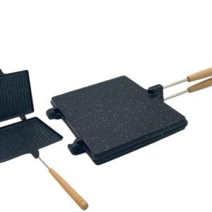 Granite Aluminum Sandwich Double Grill with Wooden Handles