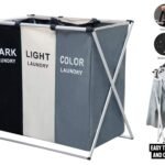 3 Section Laundry Hamper/Sorter Printed Dark Light Color