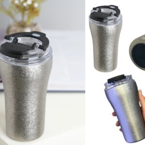 Stainless 18/10 Travel Mug Frosted Silver Finish 380 ml