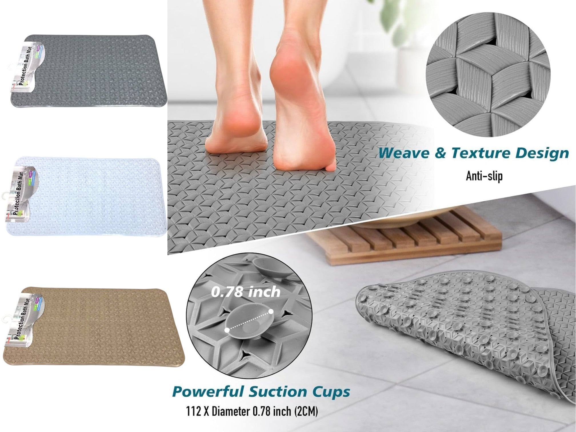 e8644246bf0714a0601de1efcef9e6bd.jpg PVC Weave Design Non Slip Protection Bath Mat 72x39 cm