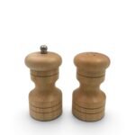 Set of Two Rubber Wood Salt Shaker & Pepper Mill 9cm