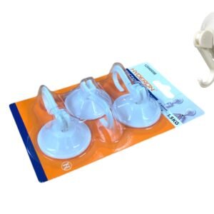 Small Strong White Suction Cup Round Hook X3